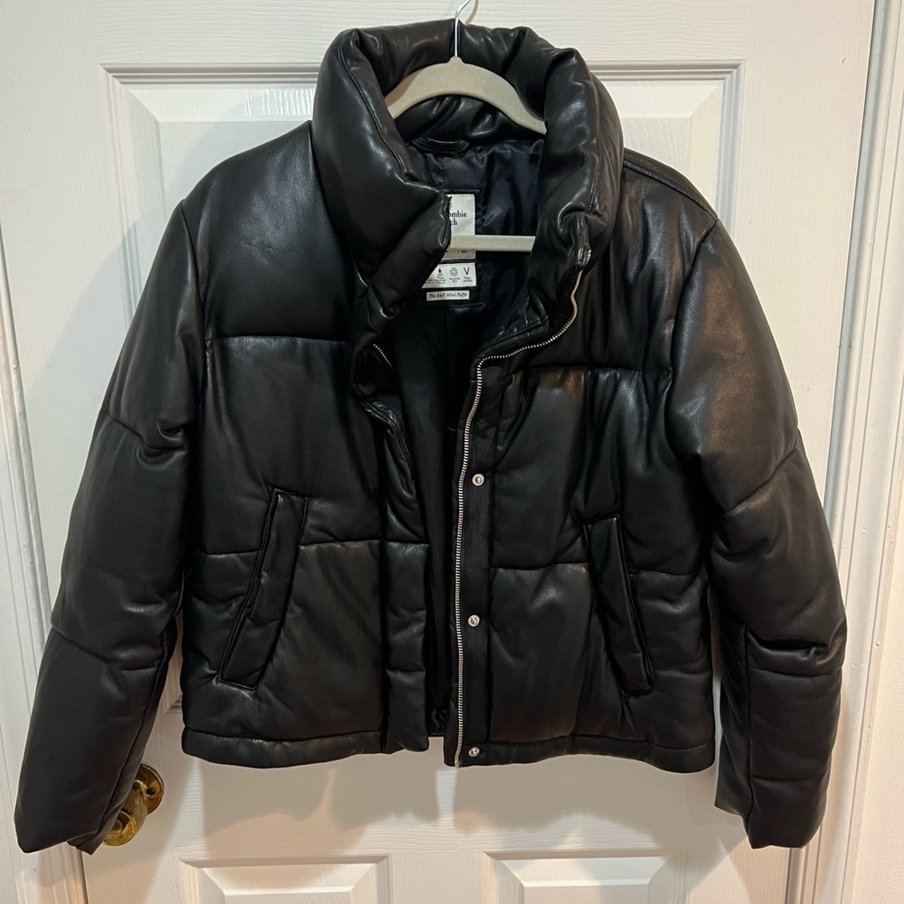 Abercrombie Vegan Leather Mini Puffer Jacket